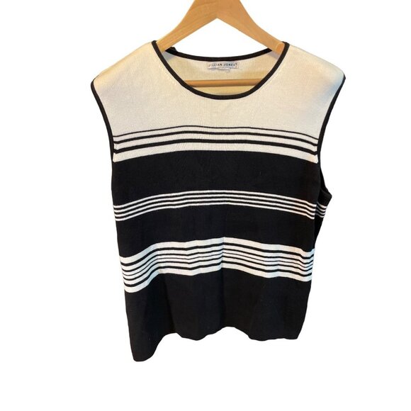 Jillian Jones Black White Sleeveless Knit Round Neck Sweater - Picture 4 of 10